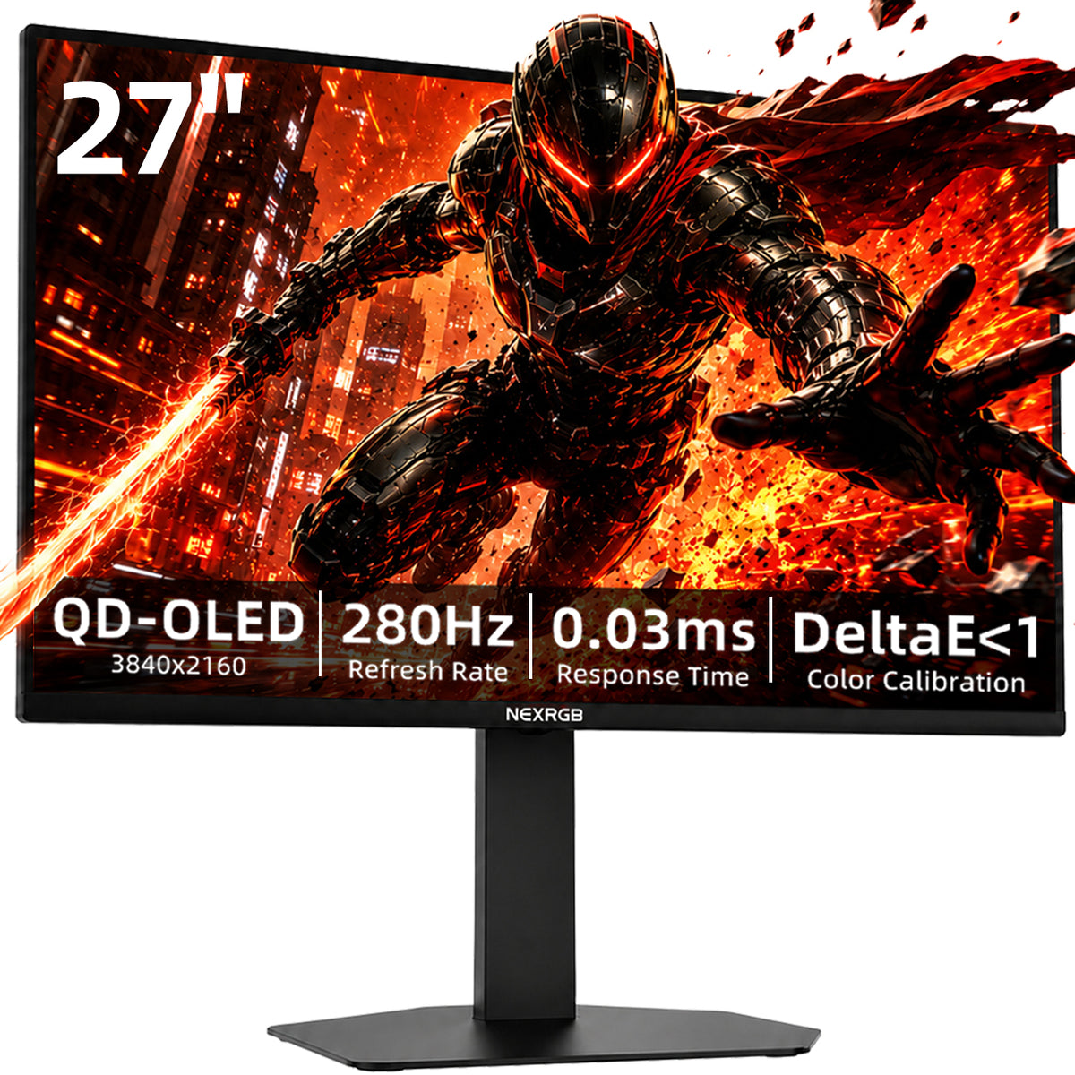 27” QD-OLED Gaming Monitor 280Hz 2K QHD Flat Display | HDR400 | 0.03ms | 99% DCI-P3 | Adaptive Sync